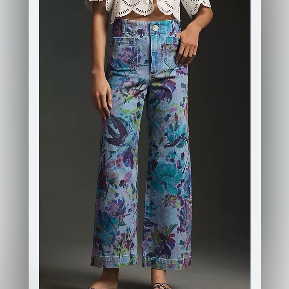 Anthropologie Denim - Maeve Anthropologie ‘The Colette’ Multicolor Floral Wide-Leg Crop Jeans Size 33